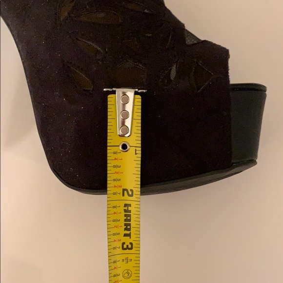 ZigiSoho Sexy Black Lacey Suede Peep Toe Platforms - Picture 7 of 10